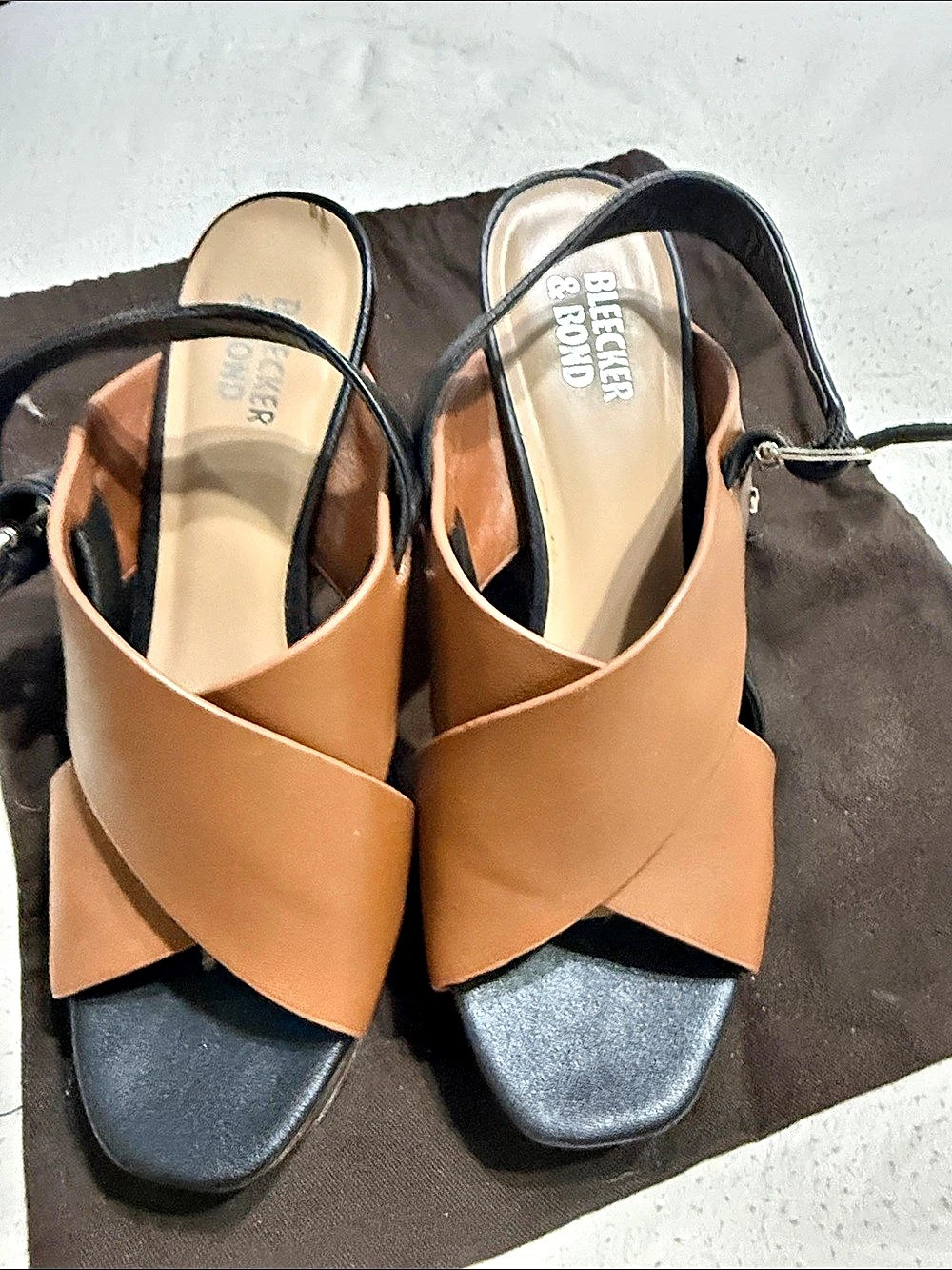 Bleecker & Bond Leather Platform Heels Brown US 6.5